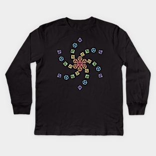 Spiral Rainbow Polyhedral Dice Kids Long Sleeve T-Shirt